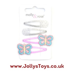 Glittery Butterfly Snap Hair Clips, 4s